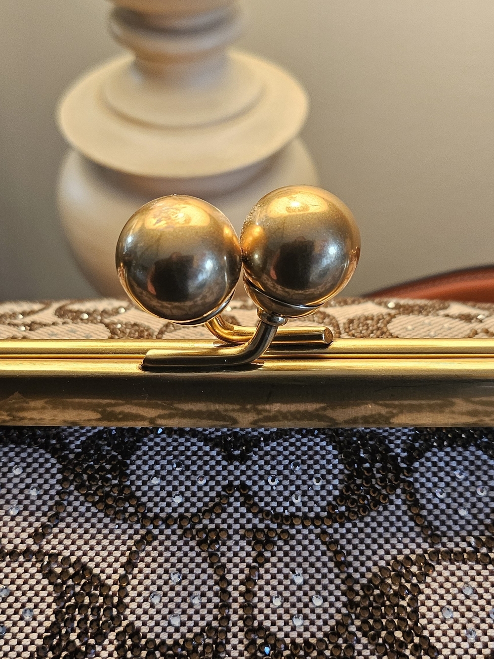 Limited Edition Coach Signature Jacquard KissLock Frame Clutch Crystal - Picture 2 of 10